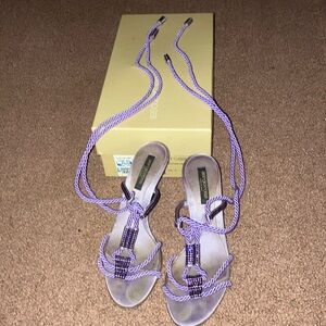 Sergio rossi lavender tie up heels